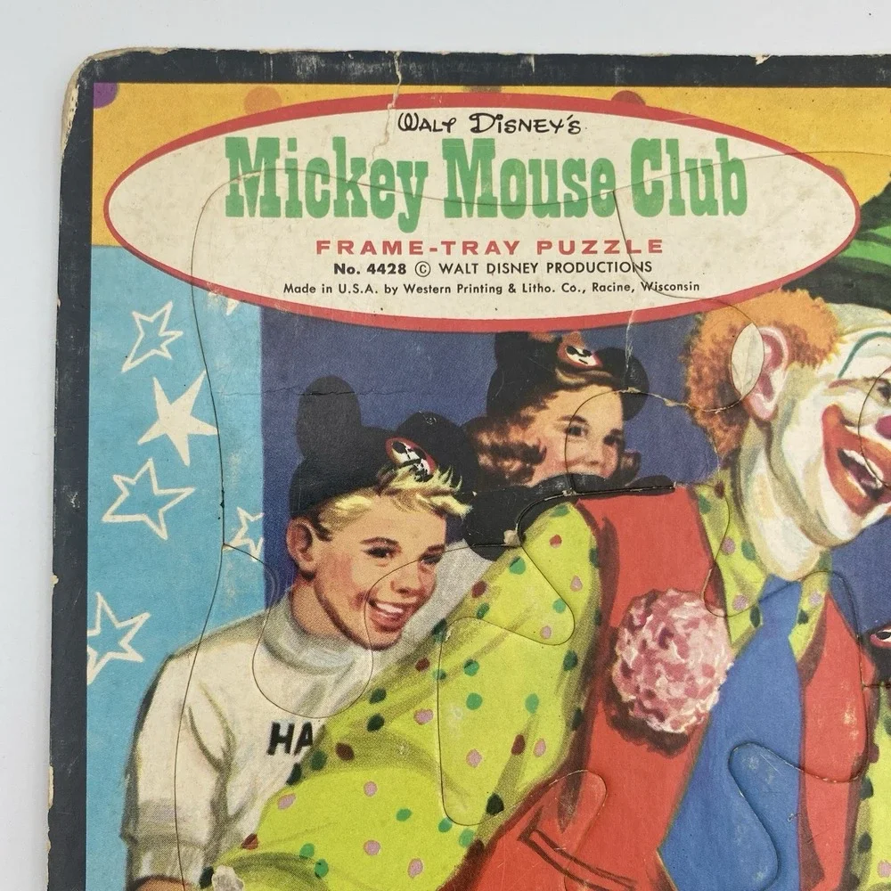 Vintage Original 1957 Walt Disney's Mickey Mouse Club Frame Tray Puzzle 4428 USA